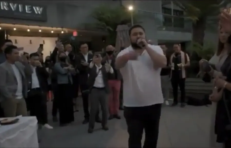 MC Solar Wind performing Big Dreams for the premiere crowd